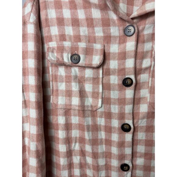 She & Sky Coral Plaid Shacket - Western Feminine - M - Picture 11 of 13
